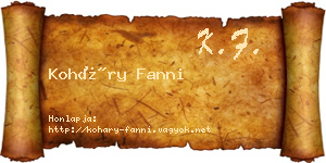 Koháry Fanni névjegykártya